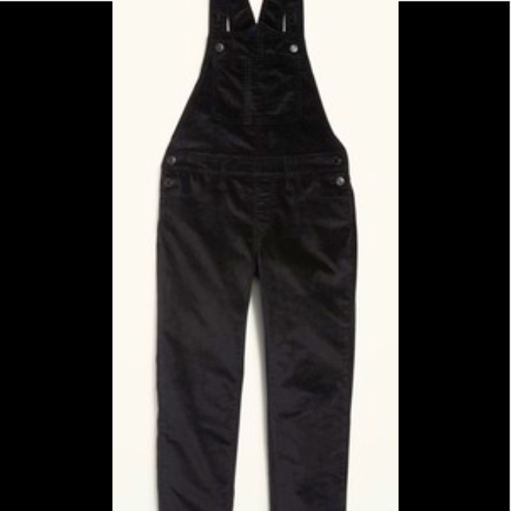 Girls black velvet overalls